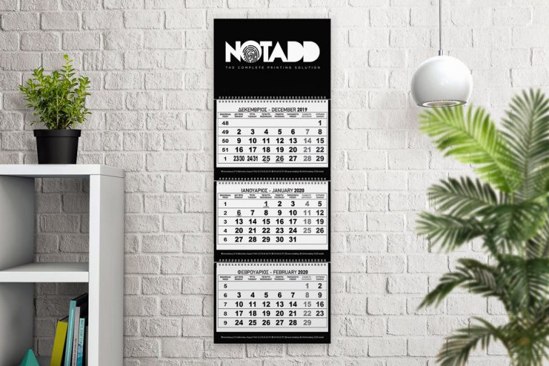 notadd imerologia toixou, wall calendars special with 3 blocks spiral